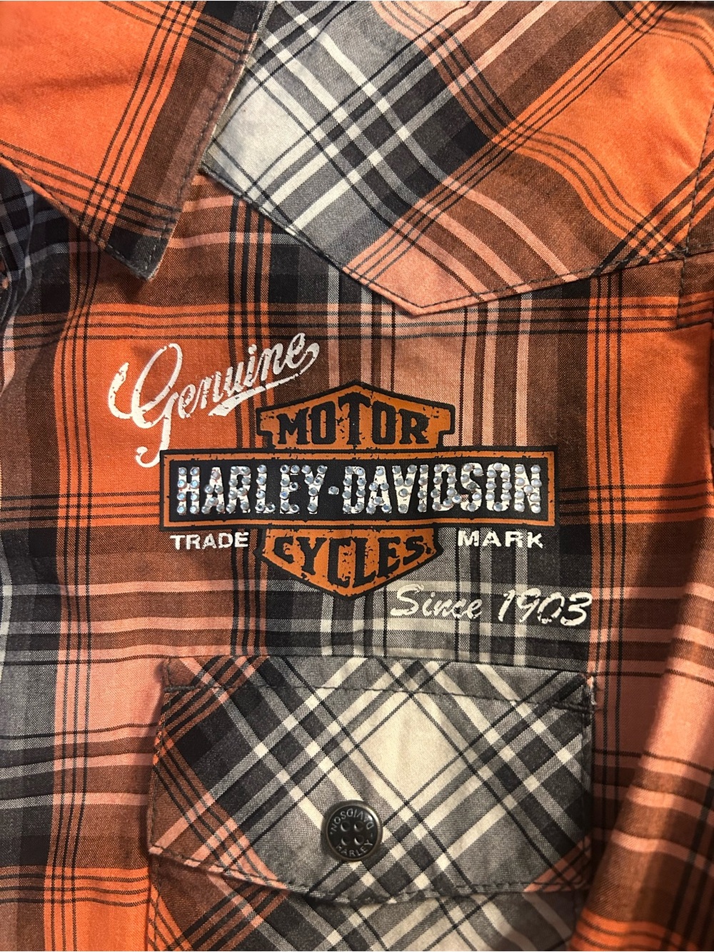Women’s Harley Davidson Plaid Short Sleeve Button up - Picture 3 of 9